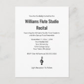 シンプルクレフ、 音符記号フルート音楽リサイタルコンサート インビテーションポストカード (正面)