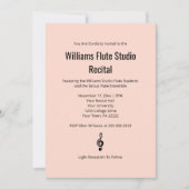 シンプルクレフ、 音符記号フルートPink Music Recital 招待状 (正面)