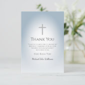 シンプルクロスほこりっぽいブルーボーイズ最初の聖餐式 サンキューカード (スタンド正面)