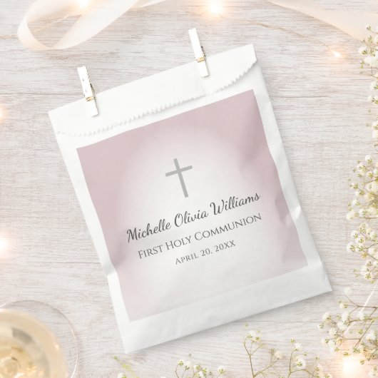 シンプルクロスエレガントバラ金ゴールド第1聖体 フェイバーバッグ (クリップ留めされた状態)