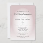 シンプルクロスエレガントバラ金ゴールド第1聖体 招待状 (正面)