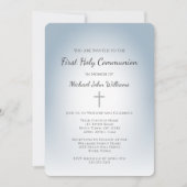 シンプルクロスダスティブルーボーイズ第一聖餐式 招待状 (正面)