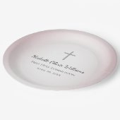 シンプルクロスバラ金ゴールド第1聖餐式お祝い ペーパープレート (アングル)