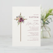 シンプルクロスバーガンディフローラミニマリスト洗礼 招待状 (スタンド正面)