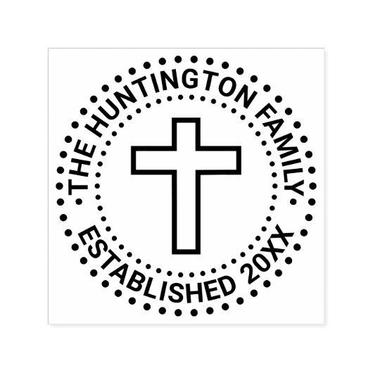 シンプルクロスフレームファミリ名日付 セルフインキングスタンプ (デザイン)