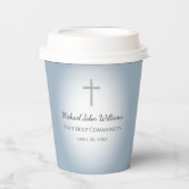 シンプルクロスブルーボーイズファーストお祝い 紙コップ (正面)