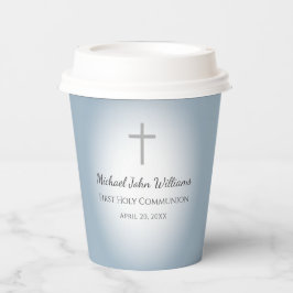 シンプルクロスブルーボーイズファーストお祝い 紙コップ