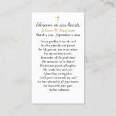 シンプルクロス写真葬儀記念祈りの言葉カード 名刺 (裏面)