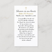 シンプルクロス写真葬儀記念祈りの言葉カード 名刺 (裏面)