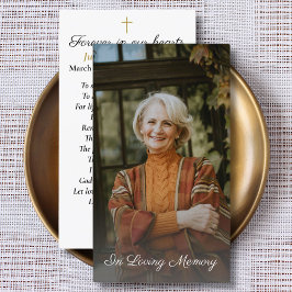 シンプルクロス写真葬儀記念祈りの言葉カード 名刺