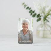 シンプルクロス写真葬儀記念祈りの言葉カード 名刺 (スタンド正面)