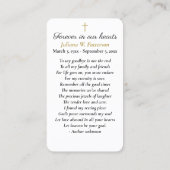 シンプルクロス写真葬儀記念祈りの言葉カード 名刺 (裏面)