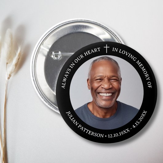 シンプルクロス写真葬儀記念記念 缶バッジ