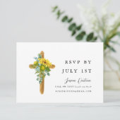 シンプルクロス素朴バプテスマRSVPカード 出欠カード (スタンド正面)