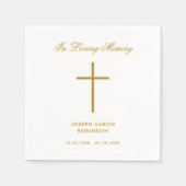 シンプルクロス金ゴールド台本メモリアル葬儀 スタンダードカクテルナプキン (正面)