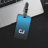 シンプルクールブルーグラデーションモノグラム ラゲッジタグ