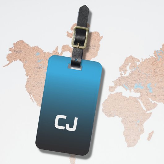 シンプルクールブルーグラデーションモノグラム ラゲッジタグ