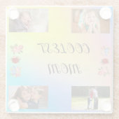 シンプルクール母4枚の写真ブルーピンクイエロー ガラスコースター (裏面)