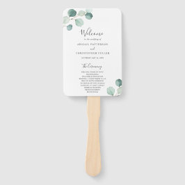 シンプルグエレガントリーユーカリ結婚式 プログラム ハンドファン