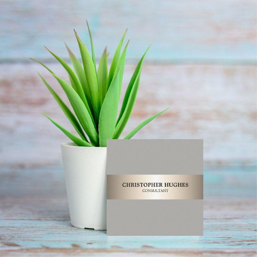 シンプルグエレガントレイ銅フェイクコンサルタストライプント スクエア名刺