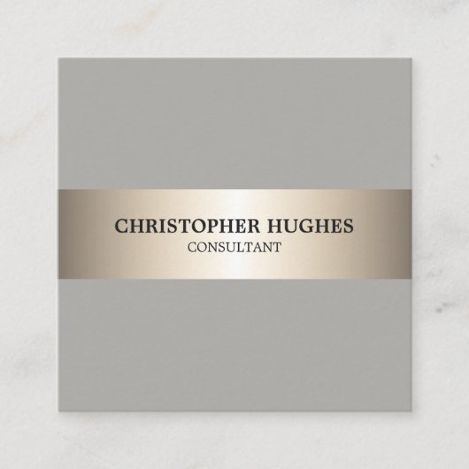 シンプルグエレガントレイ銅フェイクコンサルタストライプント スクエア名刺 (正面)