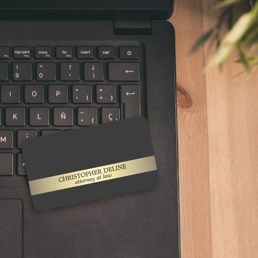 シンプルグエレガントレーフェイク金ゴールドストライプの弁護士 名刺