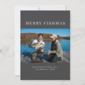 シンプルグエレガント・グレイ・メリー・クリスマス魚釣り写真 シーズンカード (正面)