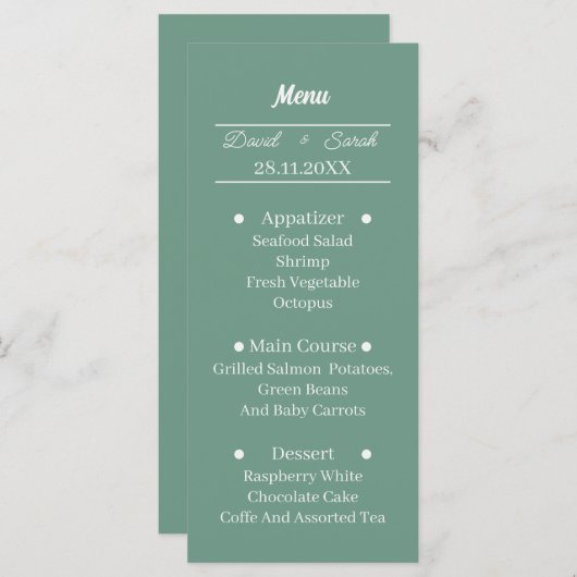 シンプルグパーソナライズされた結婚リー メニュー (正面/裏面)