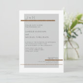 シンプルグミニマルレー・グレー・金ゴールド・ホワイ結婚ト・ズ 招待状 (スタンド正面)