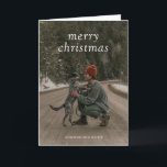 シンプルグモダンリスマス シーズンカード<br><div class="desc">写真モダン上のセリフのフォントに"メリーシンプルクリスマス"とクリスマスカーお気に入りのド。内側にあなたのメッセパーソナライズされたージが濃い緑で表示される。</div>