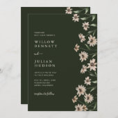シンプルグモダンリーフローラ結婚ズ 招待状 (正面/裏面)