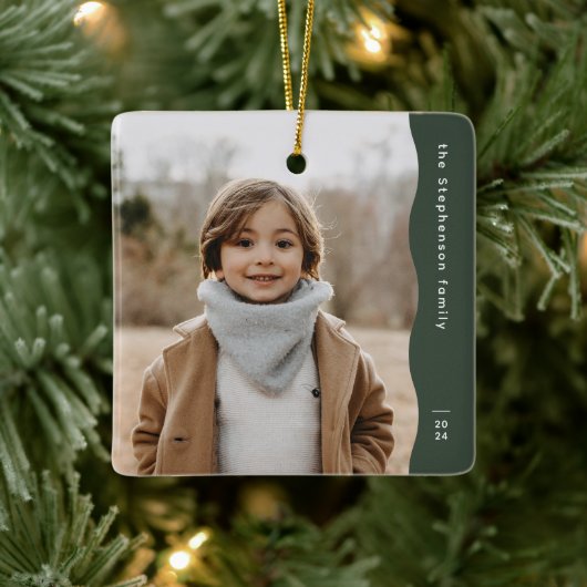 シンプルグモダンリーン1フォトトレンディー休日 セラミックオーナメント (ツリー)