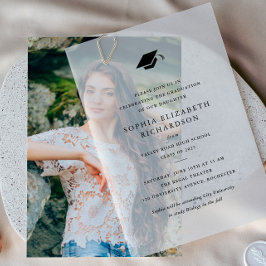 シンプルグラッドキャエレガントップ卒業 ベラム紙招待状