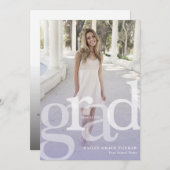 シンプルグラッドパープルオーバーレイ任意の年の卒業 案内状 (正面/裏面)