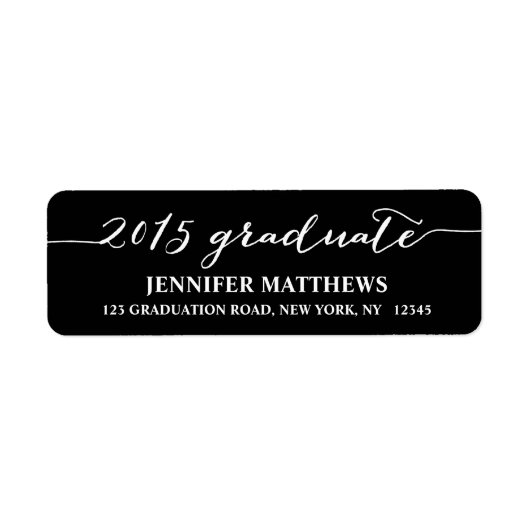 シンプルグラッドブラック卒業差出人住所ラベル ラベル (正面)