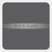 シンプルグラデエレガントーションストライプ編集可能カラー スクエアシール (正面)