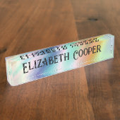 シンプルグラデーションのパステル色(白レタリング) デスクネームプレート (側面)