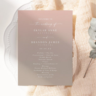 シンプルグラデーション赤面ピンク&ベージュ結婚の式 プログラム