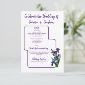シンプルグラフィックパープルアイリス結婚ズ水色 出欠カード (スタンド正面)