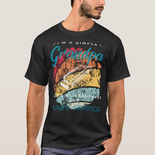 シンプルグランパスハーモニカお洒落チューン Tシャツ (正面)