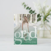 シンプルグラードグリーンオーバーレイ任意の年の卒業 ポストカード (スタンド正面)