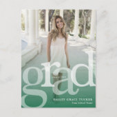 シンプルグラードグリーンオーバーレイ任意の年の卒業 ポストカード (正面)