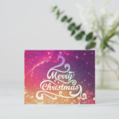 シンプルグリッターエレガントツリーメリークリスマス シーズンポストカード (スタンド正面)