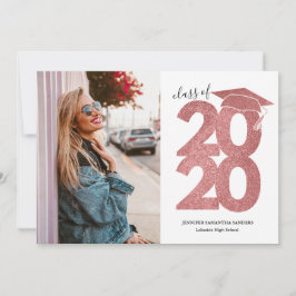 シンプルグリッターキャップガーリーフォト卒業 案内状