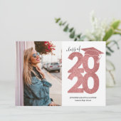 シンプルグリッターキャップガーリーフォト卒業 案内状 (スタンド正面)