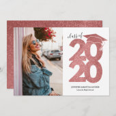 シンプルグリッターキャップガーリーフォト卒業 案内状 (正面/裏面)