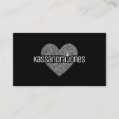 シンプルグリッターハート形状白黒モダン 名刺 (正面)