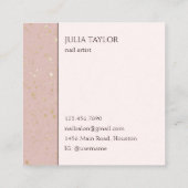 シンプルグリッターピンクネイルサロンマニキュリストパステル スクエア名刺 (裏面)