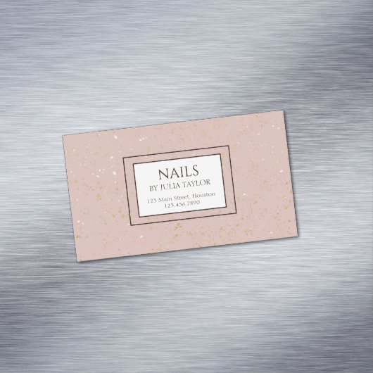シンプルグリッターピンクネイルサロンマニキュリストパステル マグネット名刺 (インサイチュ)