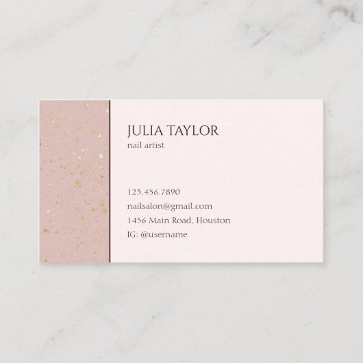 シンプルグリッターピンクネイルサロンマニキュリストパステル 名刺 (裏面)